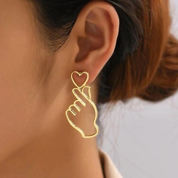Jewelry - Heart & Gesture Emoji Earrings I Love You BRAND NEW